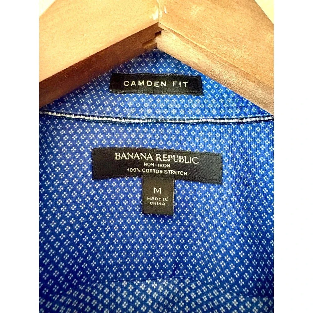 Banana Republic Camden Fit Blue Mini Floral Non-Iron 100% Cotton Dress Shirt M